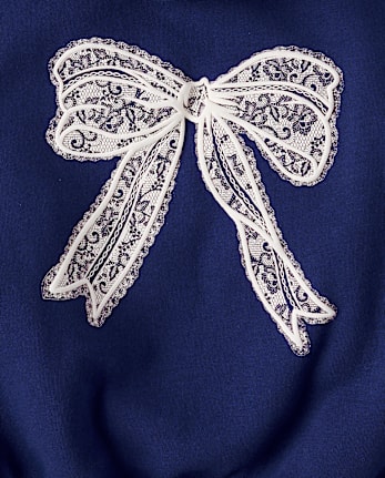 Girls Oversized Puff Print Bow Premium Fleece Hoodie