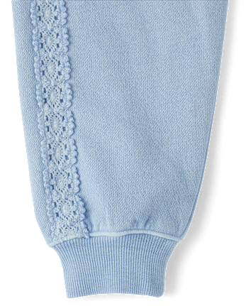 Girls Garment Dyed Crochet Lace Premium Fleece Sweatshirt