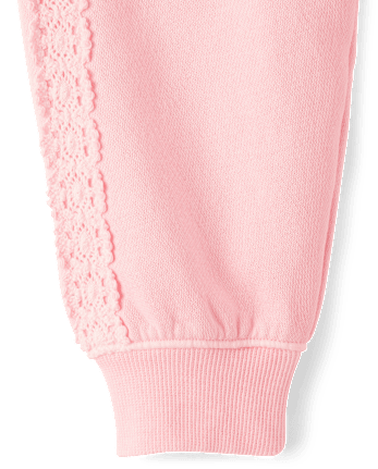 Girls Garment Dyed Crochet Lace Premium Fleece Sweatshirt