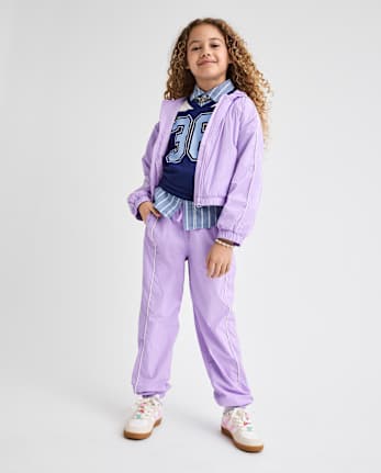 Girls Contrast Mesh Lined Parachute Pants