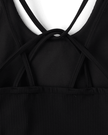 Girls Quick Dry Cross Back Ribbed Tank Top