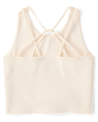 Girls Quick Dry Cross Back Ribbed Tank Top