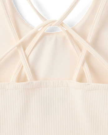 Girls Quick Dry Cross Back Ribbed Tank Top