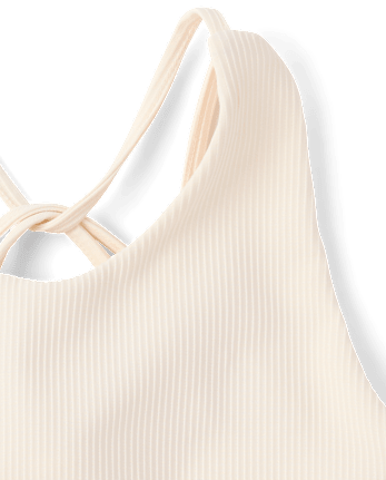 Girls Quick Dry Cross Back Ribbed Tank Top