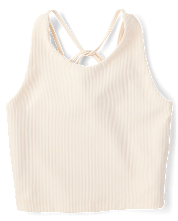Girls Quick Dry Cross Back Ribbed Tank Top