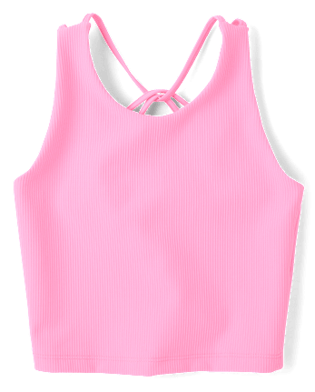 Girls Quick Dry Cross Back Ribbed Tank Top