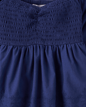 Girls Embroidered Eyelet Peplum Top