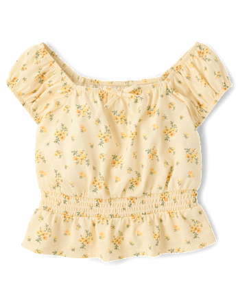 Girls Floral Smocked Top