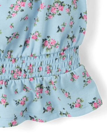 Haut fleuri à smocks pour filles