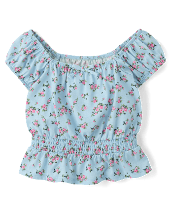 Girls Floral Smocked Top