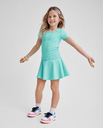 Jupe-short côtelée texturée taille haute à séchage rapide pour filles