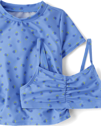 Girls Floral 4-Piece Swimsuit