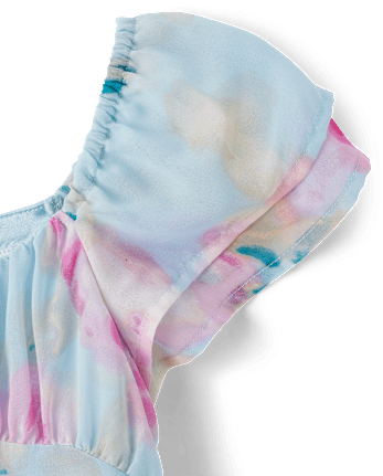 Girls Floral Chiffon Ruffle Dress