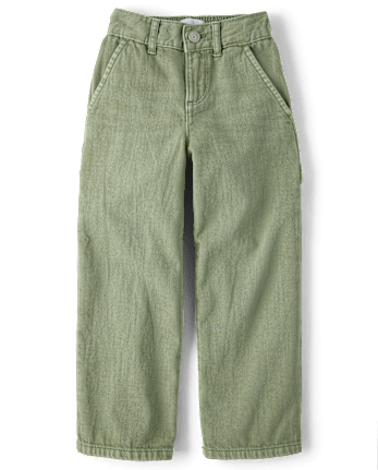 Girls Garment Dyed Utility Baggy Jeans