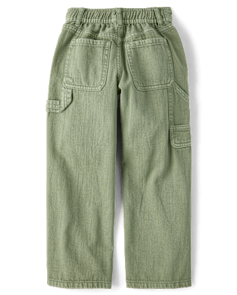 Girls Garment Dyed Utility Baggy Jeans