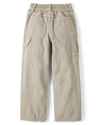 Girls Garment Dyed Utility Baggy Jeans