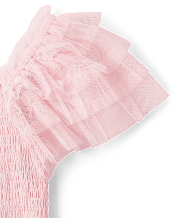 Girls Smocked Tulle Ruffle Dress