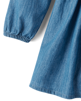 Girls Chambray Smocked Dress