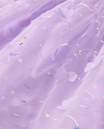 Girls 3D Butterfly Mesh Fit And Flare Dress