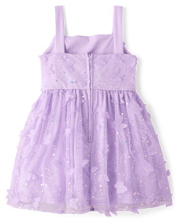 Girls 3D Butterfly Mesh Fit And Flare Dress