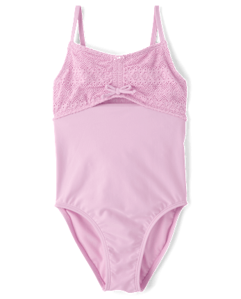Girls Lace Cut-Out One Piece Swimsuit