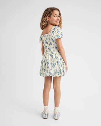 Girls Mommy And Me Floral Bubble Dress