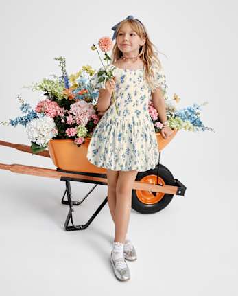 Girls Mommy And Me Floral Bubble Dress