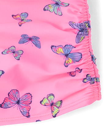 Girls Butterfly Ruched Tankini Swimsuit