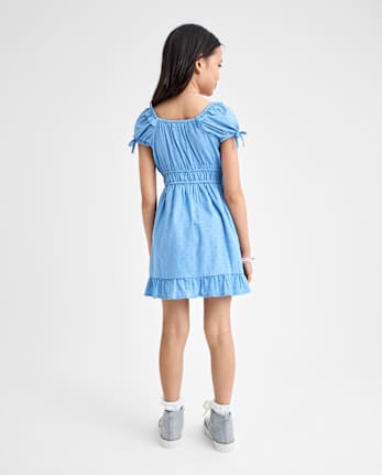 Girls Clip Dot Ruffle Dress