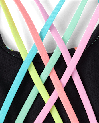 Girls Print Cross Back One Piece Swimsuit