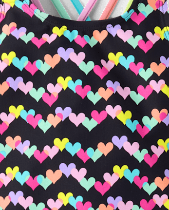 Girls Print Cross Back One Piece Swimsuit