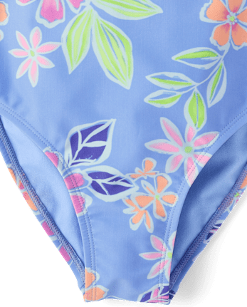 Girls Print Cross Back One Piece Swimsuit