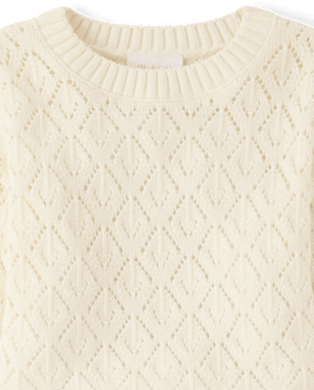 Girls Scalloped Crochet Sweater
