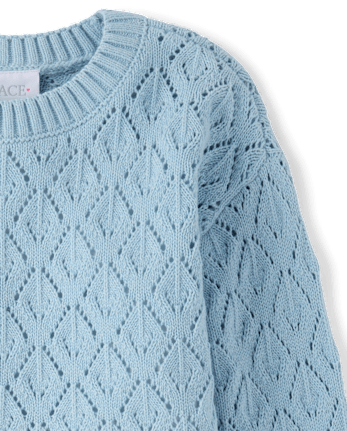 Girls Scalloped Crochet Sweater