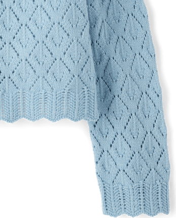 Girls Scalloped Crochet Sweater