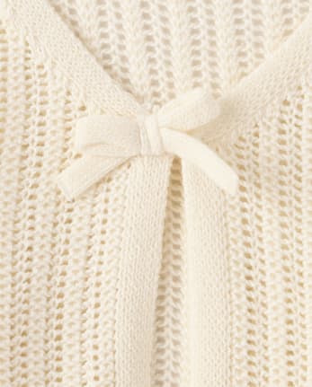 Girls Lettuce Pointelle Cardigan