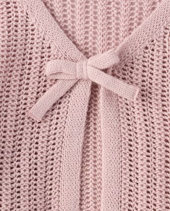 Girls Lettuce Pointelle Cardigan