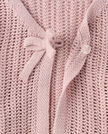 Girls Lettuce Pointelle Cardigan