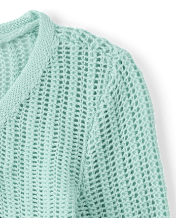 Gilet en maille ajourée couleur laitue pour filles