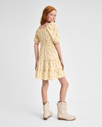 Girls Floral Tiered Corset Dress