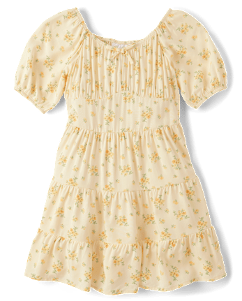 Girls Floral Tiered Corset Dress