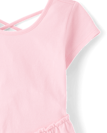 Girls Cross Back Ruffle V-Waist Dress