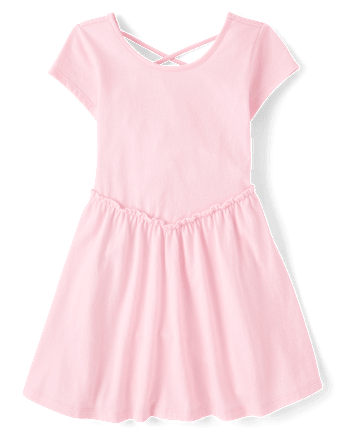 Girls Cross Back Ruffle V-Waist Dress