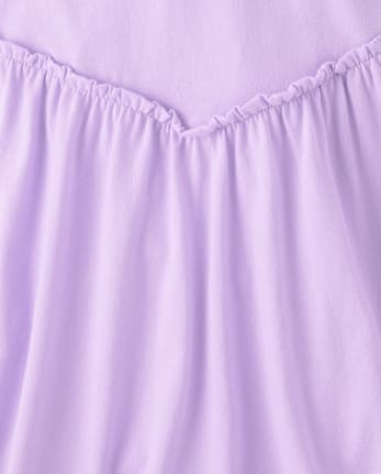 Girls Cross Back Ruffle V-Waist Dress