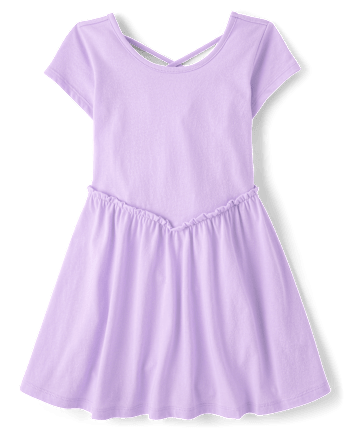 Girls Cross Back Ruffle V-Waist Dress