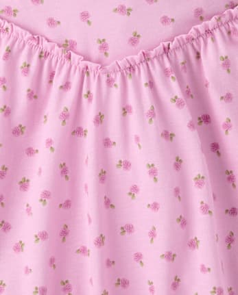 Girls Floral Cross Back Ruffle V-Waist Dress