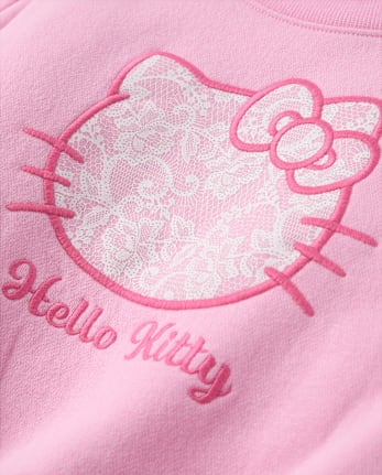 Girls Hello KittyÂ® Embroidered Premium Fleece Sweatshirt