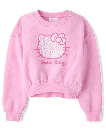 Girls Hello KittyÂ® Embroidered Premium Fleece Sweatshirt