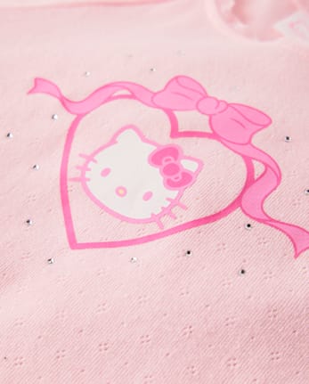 Girls Hello Kitty® Rhinestone Pointelle Raglan Top