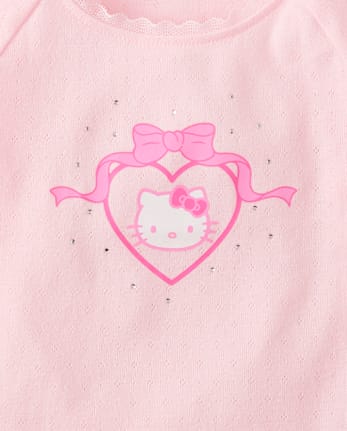 Girls Hello Kitty® Rhinestone Pointelle Raglan Top